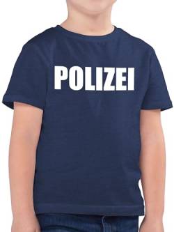 Kinder T-Shirt Jungen - Karneval & Fasching - Polizei Polizeiuniform Polizist Polizeikostüm SEK Polizistin Police SWAT - 128 (7/8 Jahre) - Dunkelblau Meliert - Shirt Jungs Karnevals t-Shirts von Shirtracer