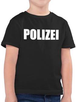 Kinder T-Shirt Jungen - Karneval & Fasching - Polizei Polizeiuniform Polizist Polizeikostüm SEK Polizistin Police SWAT - 128 (7/8 Jahre) - Schwarz - Outfit Fastnacht Kindershirt verkleidung von Shirtracer