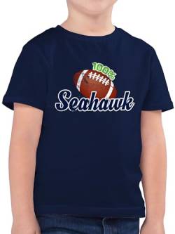 Kinder T-Shirt Jungen - Sport Kleidung - 100% Seahawk - 104 (3/4 Jahre) - Dunkelblau - Sportshirt Football Shirt Football/Seahawks Tshirt American t Kind von Shirtracer