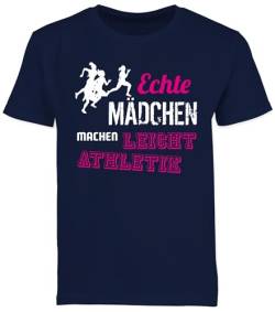 Kinder T-Shirt Jungen - Sport Kleidung - Echte Mädchen Machen Leichtathletik - 140 (9/11 Jahre) - Dunkelblau - Geschenk Sportshirt mädels Tshirt t-Shirts Shirts t Shirt tischert Kurzarm Jungs von Shirtracer