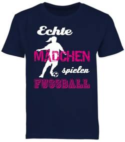 Kinder T-Shirt Jungen - Sport Kleidung - Echte Mädchen Spielen Fußball - 152 (12/13 Jahre) - Dunkelblau - Sportshirt Fussball Maedchen Shirt mädels Tshirt Kind baumwollshirt t Shirts -Shier von Shirtracer