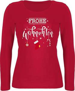Langarmshirt Damen - Geschenke Christmas Bekleidung - Frohe Weihnachten - XL - Rot - t Shirts Langarm Oberteil mit weihnachtsmotiv weihnachtliche Shirt weihnachtsshirt Langer arm swiateczne t-Shirt von Shirtracer