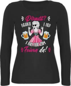 Langarmshirt Damen - Kompatibel mit Oktoberfest - Dirndl Ersatz Dirndl Spruch - XL - Schwarz - oktoberfest-outfits tracht bayerisches oberteil langarm trachten outfit bayrischer abend oktoberfest- von Shirtracer