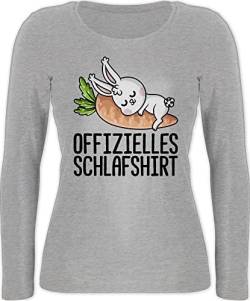 Langarmshirt Damen - Sprüche Statement - Offizielles Schlafshirt mit Hase schwarz - XL - Grau meliert - Langarm Statements Schlaf Shirt Motiv Aufschrift schlafen Shirts Spruch offizieller von Shirtracer