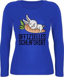 Langarmshirt Damen - Sprüche Statement - Offizielles Schlafshirt mit Hase schwarz - XXL - Blau - Motiv Langarm Statements Schlaf Shirt Aufschrift schlafen Shirts Spruch offizieller von Shirtracer