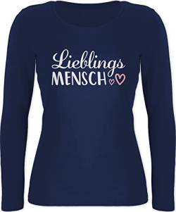 Langarmshirt Damen - Valentinstag Partner Liebe - Lieblingsmensch Schriftzug - L - Marineblau - jahrestag geschenk für sie zum geschenke schöne valentienstagsgeschnek oberteil walentinstag paare von Shirtracer