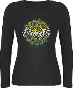 Langarmshirt Damen - Yoga und Wellness Geschenk - Namaste Vintage - XL - Schwarz - yogakleidung Frauen Geschenke Shirt Langarm Oberteil für Fans Tshirt Sportshirt t-Shirt Oberteile Longsleeve von Shirtracer