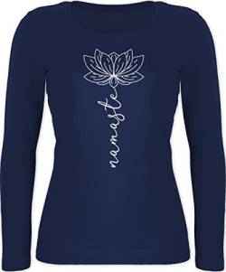 Langarmshirt Damen - und Wellness Geschenk - Namaste Lotusblüte Yoga Chakra - XXL - Marineblau - Shirt Langarm Longsleeve Oberteil Bekleidung langärmliges Sportshirt Oberteile von Shirtracer