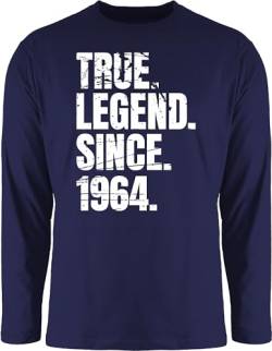 Langarmshirt Herren Langarm Shirt - 60. Geburtstag - True Legend Since 1964 Vintage - 3XL - Navy Blau - 60 Jahre, sechzig Jahre zum 60.Geburtstag 60ten sechzigster 60ter 60.Ten Geburtstagsgeschenk von Shirtracer