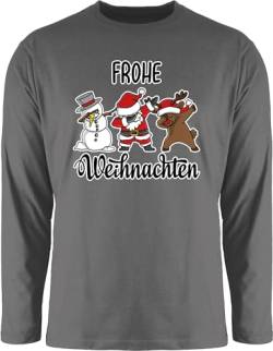 Langarmshirt Herren Langarm Shirt - Geschenke Christmas Bekleidung - Frohe Weihnachten Dabbing - S - Dunkelgrau - Weihnachts Tshirt Longsleeve weihnacht Santa Long Sleeve t-Shirt Sleeves von Shirtracer