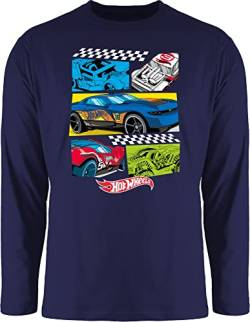 Langarmshirt Herren Langarm Shirt - Hot Wheels - Comic Rennautos - 3XL - Navy Blau - Rennwagen von Shirtracer