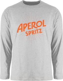 Langarmshirt Herren Langarm Shirt - Karneval & Fasching - Aperol Spritz Kostüm - S - Grau meliert - Oberteil Faschings Oberteile Karnevals Longsleeve t fassenacht Tour t-Shirt zum Fastnacht Logo von Shirtracer