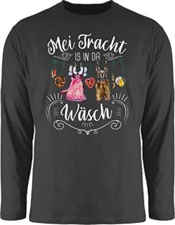 Langarmshirt Herren Langarm Shirt - Kompatibel mit Oktoberfest - MEI Tracht is in da Wäsch - 3XL - Schwarz - t-Shirt trachtenshirt Trachten Oberteile Oktoberfest- Dirndl Oktoberfest-Outfits von Shirtracer