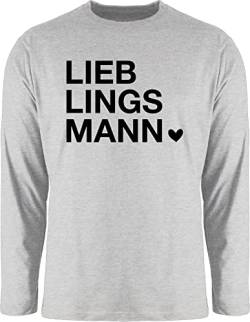 Langarmshirt Herren Langarm Shirt - Lieblingsmann Geschenk Valentinstag für Ihn Valentinstagsgeschenk Männer Weihnachts-Geschenke Partner - 3XL - Grau meliert - valentinsgeschenke Valentines Tag von Shirtracer