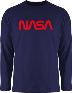 Langarmshirt Herren Langarm Shirt - Nerd Geschenke - NASA - Raumfahrt Astronaut Mondlandung Weltraum - S - Navy Blau - Worm t Longsleeve nerdgeschenk Logo Tshirt Geschenk Apparel Nerds Space x von Shirtracer