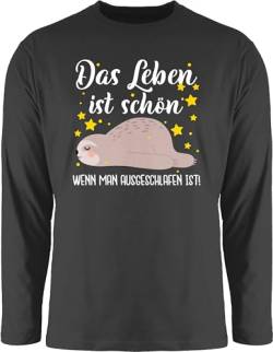 Langarmshirt Herren Langarm Shirt - Sprüche Statement mit Spruch - Das Leben ist schön, wenn Man ausgeschlafen ist! - weiß - 3XL - Schwarz - sprüchen t-Shirts Drauf t spruche schlafen Longsleeve von Shirtracer