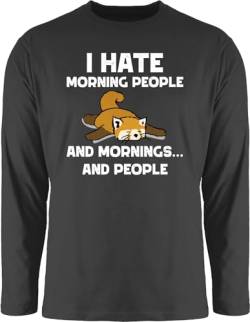 Langarmshirt Herren Langarm Shirt - Sprüche Statement mit Spruch - I Hate Morning People - and Mornings and People weiß - XXL - Schwarz - sprüchen sprüche, hat Longsleeve Tshirt lustige von Shirtracer