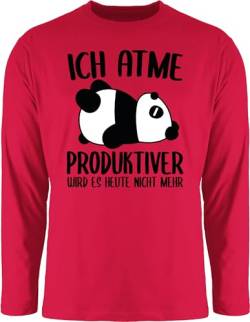 Langarmshirt Herren Langarm Shirt - Sprüche Statement mit Spruch - Ich atme produktiver Wird es Nicht mehr Panda - 3XL - Rot - sprueche sprüchen Geschenk zur Einschulung Longsleeve Drauf t-Shirts von Shirtracer