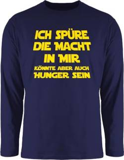 Langarmshirt Herren Langarm Shirt - Sprüche Statement mit Spruch - Ich spüre die Macht in Mir Könnte Aber auch Hunger Sein - 3XL - Navy Blau - spruche t-Shirt sprüchen sprüche, Tshirt lustige von Shirtracer