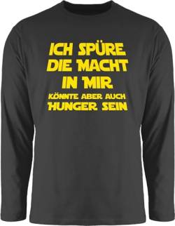 Langarmshirt Herren Langarm Shirt - Sprüche Statement mit Spruch - Ich spüre die Macht in Mir Könnte Aber auch Hunger Sein - 3XL - Schwarz - Spruch. t-Shirt Longsleeve spruechen sprüchen lustige von Shirtracer