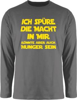 Langarmshirt Herren Langarm Shirt - Sprüche Statement mit Spruch - Ich spüre die Macht in Mir Könnte Aber auch Hunger Sein - L - Dunkelgrau - Longsleeve sprüchen sprüche, Tshirt t-Shirts von Shirtracer