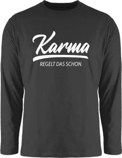 Langarmshirt Herren Langarm Shirt - Sprüche Statement mit Spruch - Karma - regelt das Schon - L - Schwarz - sprüchen spruechen Macht Longsleeve t spruche Tshirt t-Shirt Druck sprüche, t-Shirts von Shirtracer