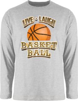 Langarmshirt Herren Langarm Shirt - Trikot Ersatz Training - Live Laugh Basketball Vintage - L - Grau meliert - Basketballer von Shirtracer