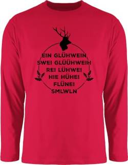 Langarmshirt Herren Langarm Shirt - Weihnachten - EIN Glühwein swei Glühwein - XXL - Rot - Tshirt Merry Christmas weihnachtsshirt x-Mas Outfit Weihnachts Geschenk lustig Geschenke Longsleeve von Shirtracer