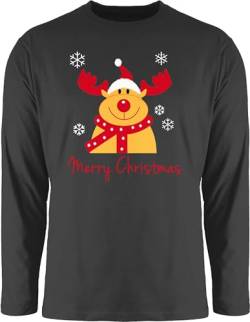 Langarmshirt Herren Langarm Shirt - Weihnachten Geschenke Bekleidung - Merry Christmas Rentier - 3XL - Schwarz - weihnachtsmotiven t-Shirt weihnachtsshirt weihnachtsartikel t Tshirt weihnachtsmotive von Shirtracer