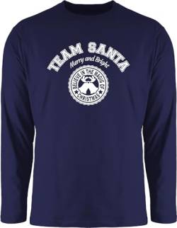 Langarmshirt Herren Langarm Shirt - Weihnachten Geschenke Christmas Bekleidung - Team Santa - Merry and Bright - weiß - XXL - Navy Blau - Weihnachts Longsleeve weihnachtsmotive+weihnachtsmotiven von Shirtracer