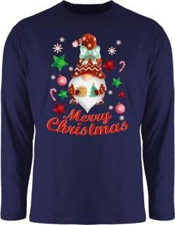 Langarmshirt Herren Langarm Shirt - Weihnachten Geschenke Christmas Bekleidung - Weihnachtlicher Wichtel - S - Navy Blau - Weihnachts Tshirt Longsleeve weihnacht Langarm-Shirt weihnachtsoberteil von Shirtracer