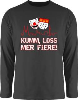 Langarmshirt Herren Langarm Shirt - & Fasching - Kumm Loss mer fiere Kölle Alaaf Köln Wappen Karneval Karnevalskostüm Clown - 3XL - Schwarz - kölner Karnevals Oberteil „Karneval“ t-Shirt von Shirtracer