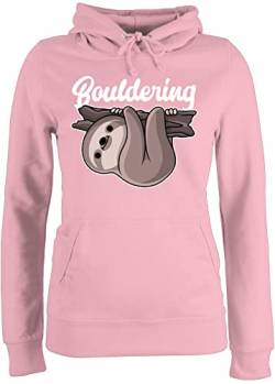 Pullover Damen Hoodie Frauen - Bouldering mit Faultier - weiß - XS - Hellrosa - Sport Klettern hodys Kapuzenpullover Huddy Pulli für von Shirtracer