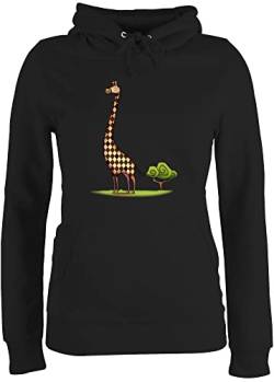 Pullover Damen Hoodie Frauen - Dschungel Deko Wildnis - Lange Giraffe - M - Schwarz - Giraffen Kapuzenpulli pullis Hoodies/pullis für von Shirtracer