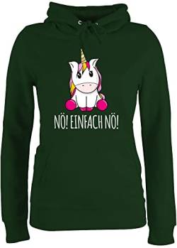 Pullover Damen Hoodie Frauen - Einhörner - Nö Einfach Nö Einhorn - M - Dunkelgrün - witzige einhörnern nur Winter polover lustige mit Motiv nö! hoddys Frau nööö Fun-Kapuzenpullover nö, von Shirtracer