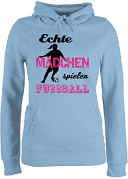 Pullover Damen Hoodie Frauen - Fussball EM 2024 - Echte Mädchen Spielen Fußball I - M - Hellblau - mädels Hoody fu Ball,echte fußball'' Pulli fußballer Kapuzenpullover fussballfan pullis von Shirtracer