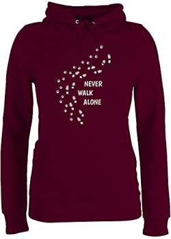 Pullover Damen Hoodie Frauen - Geschenk für Hundebesitzer - Never Walk Alone Pfotenabdrücke - S - Burgundrot - Hoodies hundepullover hundemotiv gassi Kadin kiyafetleri Pullover+mit+hundepfoten von Shirtracer