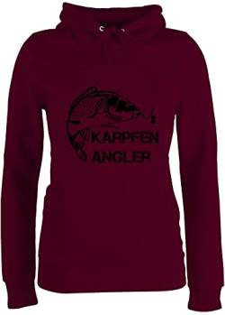 Pullover Damen Hoodie Frauen - Geschenke & Angeln Zubehör - Karpfen Angler - XL - Burgundrot - Angel Hoody fischen Fischer Fisch Motto Sport sprüche angelpullover Angelsport Angler/Fisch Pulli von Shirtracer