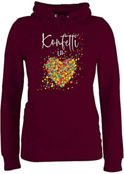 Pullover Damen Hoodie Frauen - Karneval & Fasching - Konfetti im Herzen - XS - Burgundrot - kaneval köstüme Carnevale kostùm Carnaval Fashing Fasching, fasnet Damen-Karneval und &Fasching zum von Shirtracer