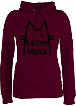 Pullover Damen Hoodie Frauen - Katzenbesitzer Geschenk Katze - Katzen Mama - S - Burgundrot - pullis Pulli Hoody hoddis Kapuzenpullover Langarm mit Kapuze Hoodies Kapuzen Hoodies/pullis von Shirtracer