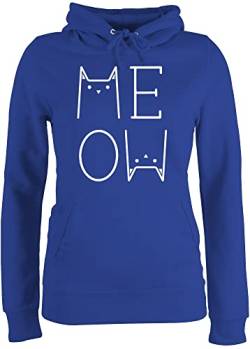 Pullover Damen Hoodie Frauen - Katzenbesitzer Geschenk Katze - Meow weiß - M - Royalblau - Katzen Spruch katzenmotiv, katzenmotive sprüche Aufdruck mit katzenhoody zu Weihnachten Kapuzenpullover von Shirtracer