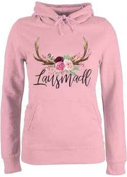 Pullover Damen Hoodie Frauen - Kompatibel mit Oktoberfest - Lausmadl Hirschgeweih - S - Hellrosa - Kapuzenpullover October fest Hoodies Octoberfest Oberteil bayrischer Pulli Oktober Pullover, von Shirtracer