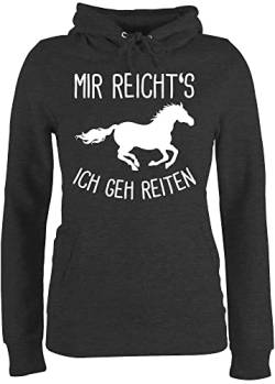 Pullover Damen Hoodie Frauen - Pferde - Mir reichts ich GEH Reiten - XXL - Anthrazit meliert - Fun-Sweatshirts Geschenk Reiter Spruch Pollover pferdeartikel reicht Fun-Kapuzenpullover pferdegeschenk von Shirtracer