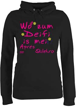 Pullover Damen Hoodie Frauen - Skiurlaub Ski - Wo zum Deifi is MEI Apres Skilehra - XL - Schwarz - Party Kapuzenpulli Fasching mit Kapuze apre für après+ski+Party hoddis après Pulli Apres+ski von Shirtracer