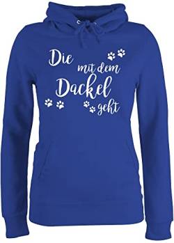 Pullover Damen Hoodie Frauen - Sprüche Statement - Die mit dem Dackel geht weiß - L - Royalblau - Hoodies/pullis pullis Hoddies Kadin kiyafetleri Kapuzenpullover Pulli hoddis Hoodys Hoody von Shirtracer