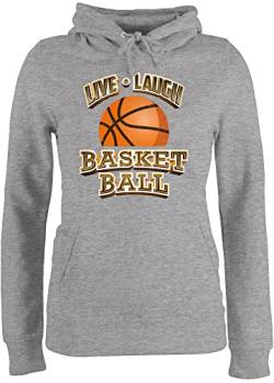 Pullover Damen Hoodie Frauen - Trikot Ersatz Training - Live Laugh Basketball Vintage - S - Grau meliert - Basketballer von Shirtracer