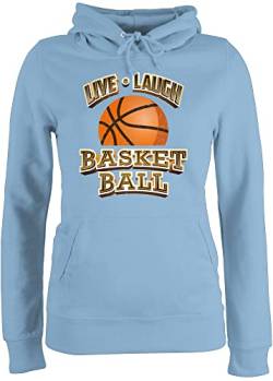 Pullover Damen Hoodie Frauen - Trikot Ersatz Training - Live Laugh Basketball Vintage - S - Hellblau - Basketballer von Shirtracer