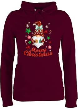 Pullover Damen Hoodie Frauen - Weihnachten Geschenke Christmas Bekleidung - Weihnachtlicher Wichtel - M - Burgundrot - swiateczny Baumwolle weihnachstpullover Xmas Pulli weihachtspullover Frau von Shirtracer