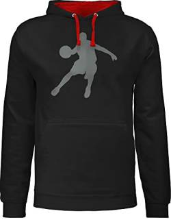 Pullover Herren Frauen Hoodie Kontrast zweifarbig - Basketball Trikot Ersatz Training - Basketballspieler - M - Schwarz/Rot - hoodies pulis fun-sweatshirts hoddies hoddies/pullies kapuzenpullover von Shirtracer