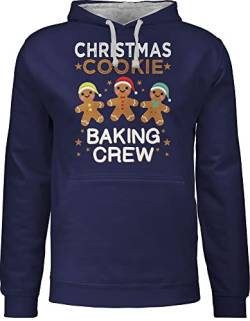 Pullover Herren Frauen Hoodie Kontrast zweifarbig - Weihnachten Geschenke Bekleidung - Christmas Cookie Baking Crew Lebkuchenmännchen - 3XL - Navy Blau/Grau meliert - weihnachtsartikel pullower von Shirtracer